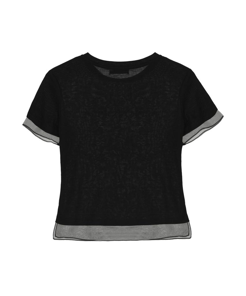 Nigaennikol Nicole Sheer Layered Logo Top_Black