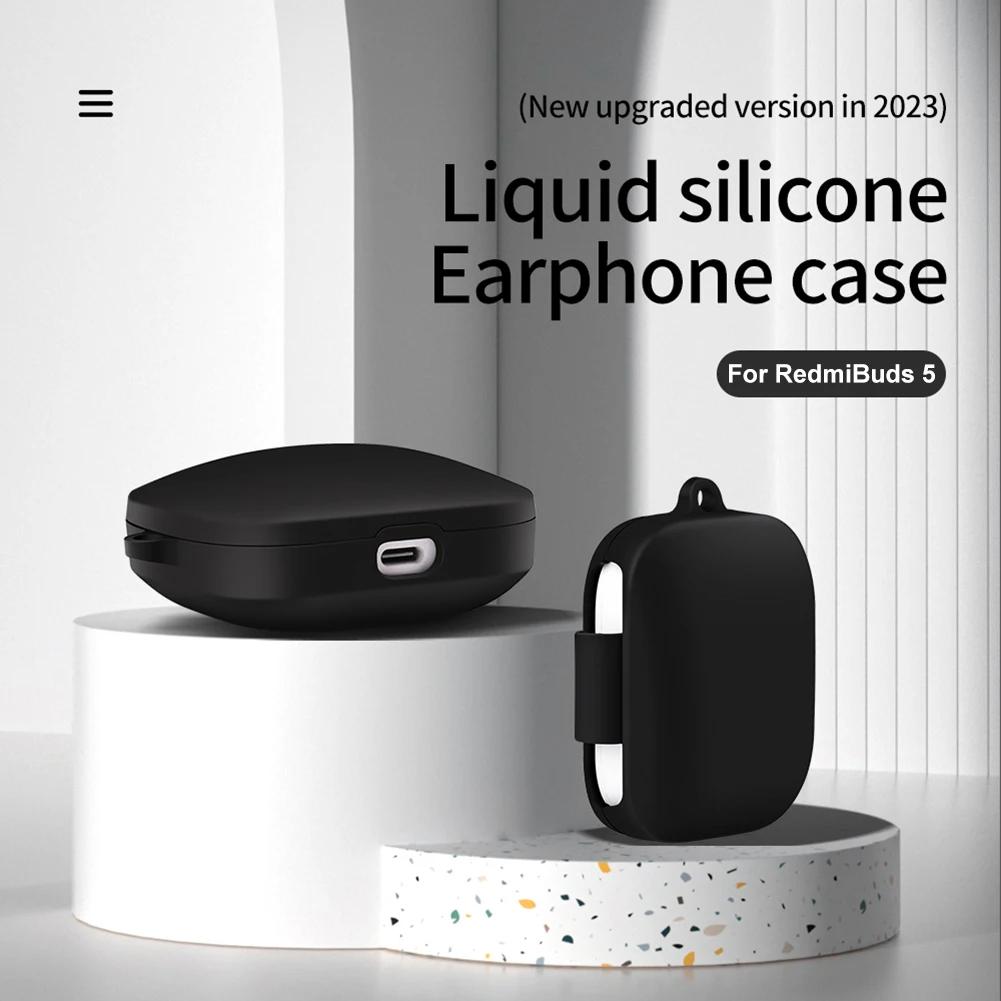 Silicone Protective Case for Redmi Buds 5 Anti-Drop Shockproof and Dustproof with Carabiner for Easy Carrying