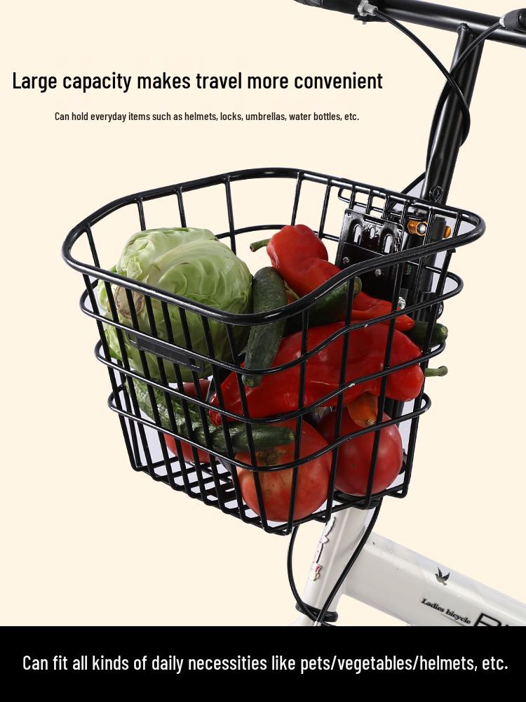 Universal Folding Front Bike Basket - Metal Design for Electric Bikes and More