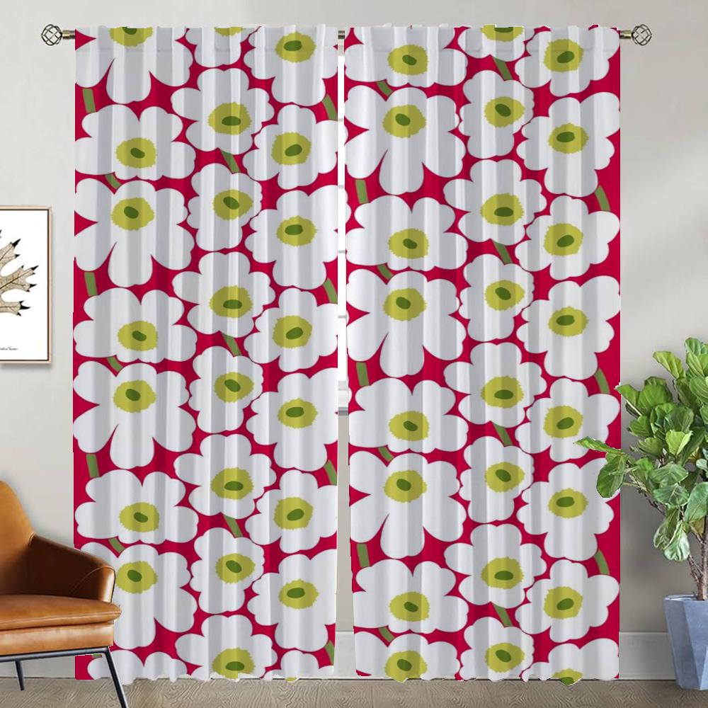 Set Of 2 Christmas Tree Curtains Design Digital Print Drapes Window Living Room Bedroom Kitchen Curtain With Rod Pocket Polyester Ideal For Area