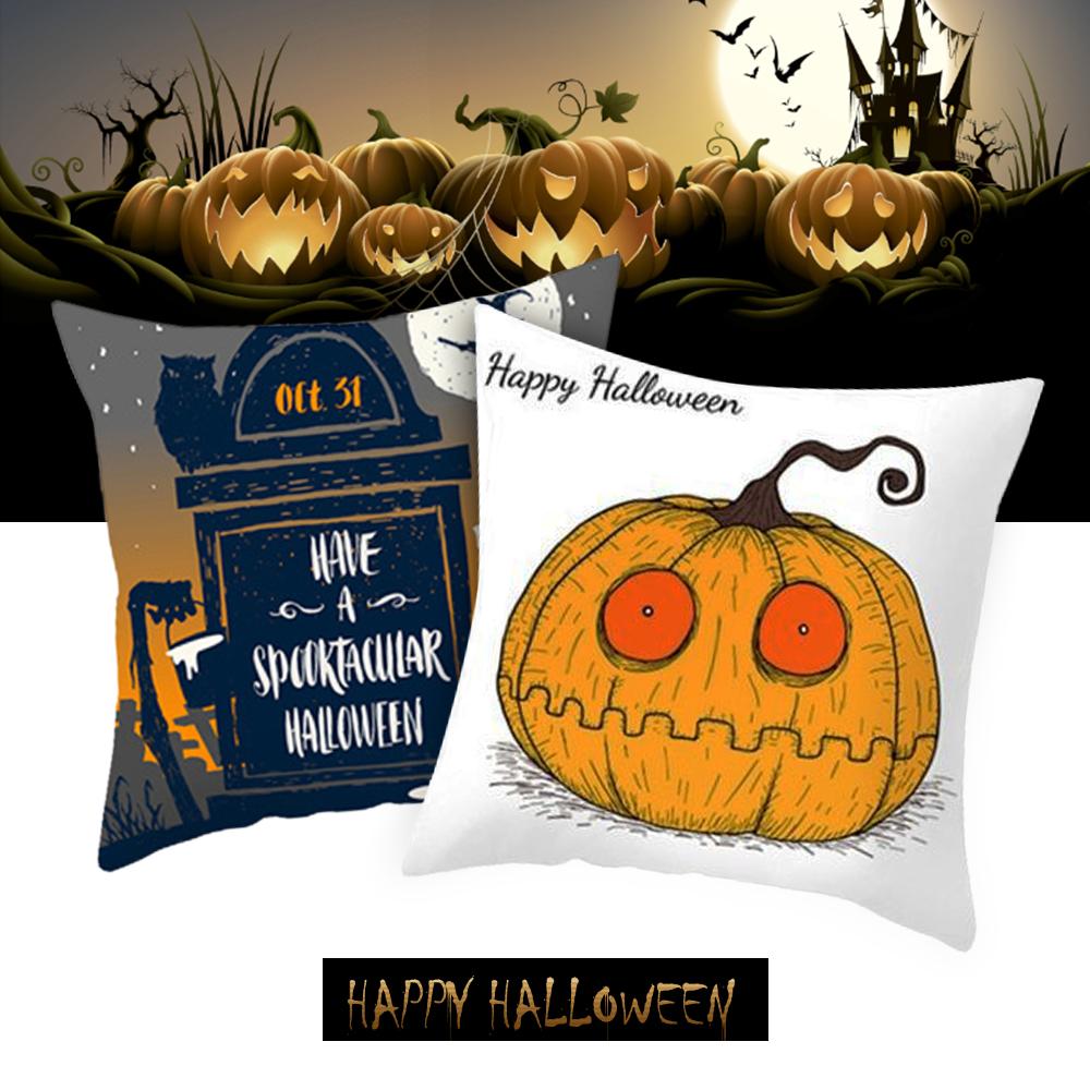 Halloween Decorative Pumpkin Pillow Covers Cotton Linen Wearing Witch Hat Throw Pillow Case Decorative Cushion Cover,Party Holiday Home Decor