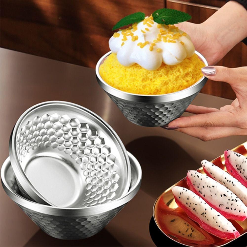 Unbreakable Salad Bowl 304 Stainless Steel Insulated Bowl Korean V-shaped Rice Bowl  Restaurant