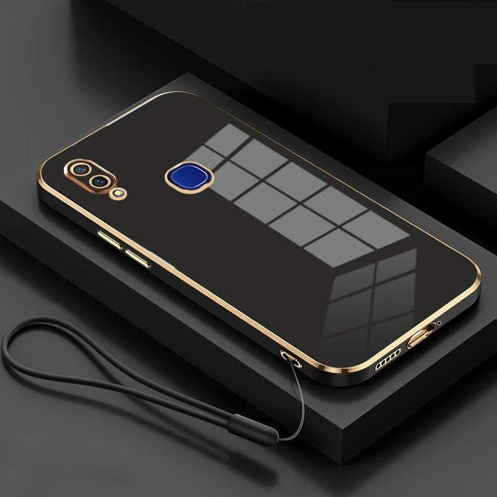 

Чехол для vivo Y11 2019 vivo Y11 2019, чехол для телефона vivo Y11 2019 1906, роскошные противоударные силиконовые чехлы с квадратным покрытием For vivo Y11 2019&Case & Strap чёрный/серый