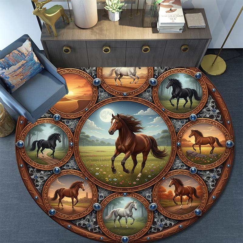 Cartoon Print Round Area Rug,Carpet Rug for Living Room Bedroom Sofa Playroom Decor,Non-slip Floor Mat
