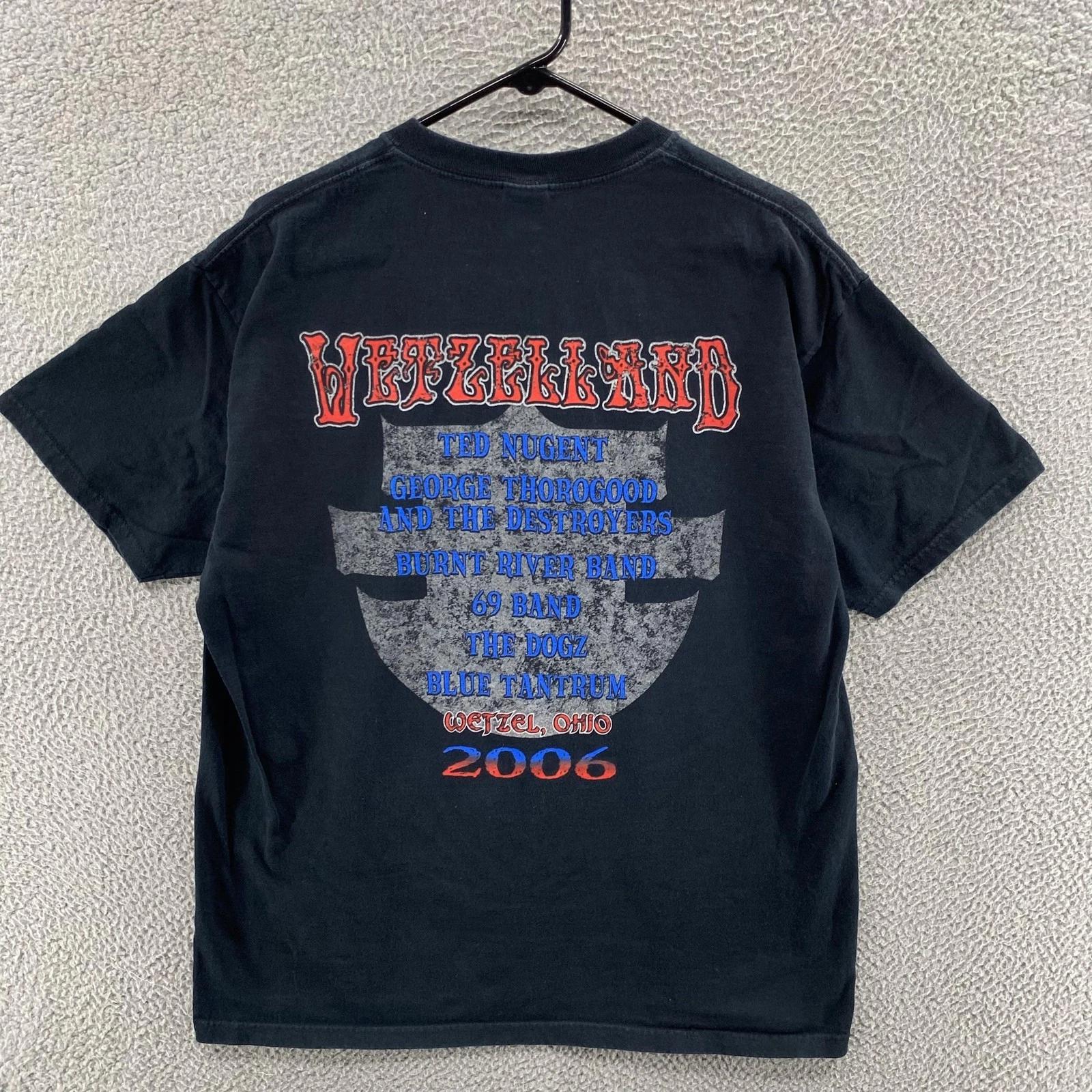 

ВИНТАЖНАЯ Рубашка Wetzelland Мужская Extra Large Черная 2006 Концерт Группы Ted Nugent Y2K L