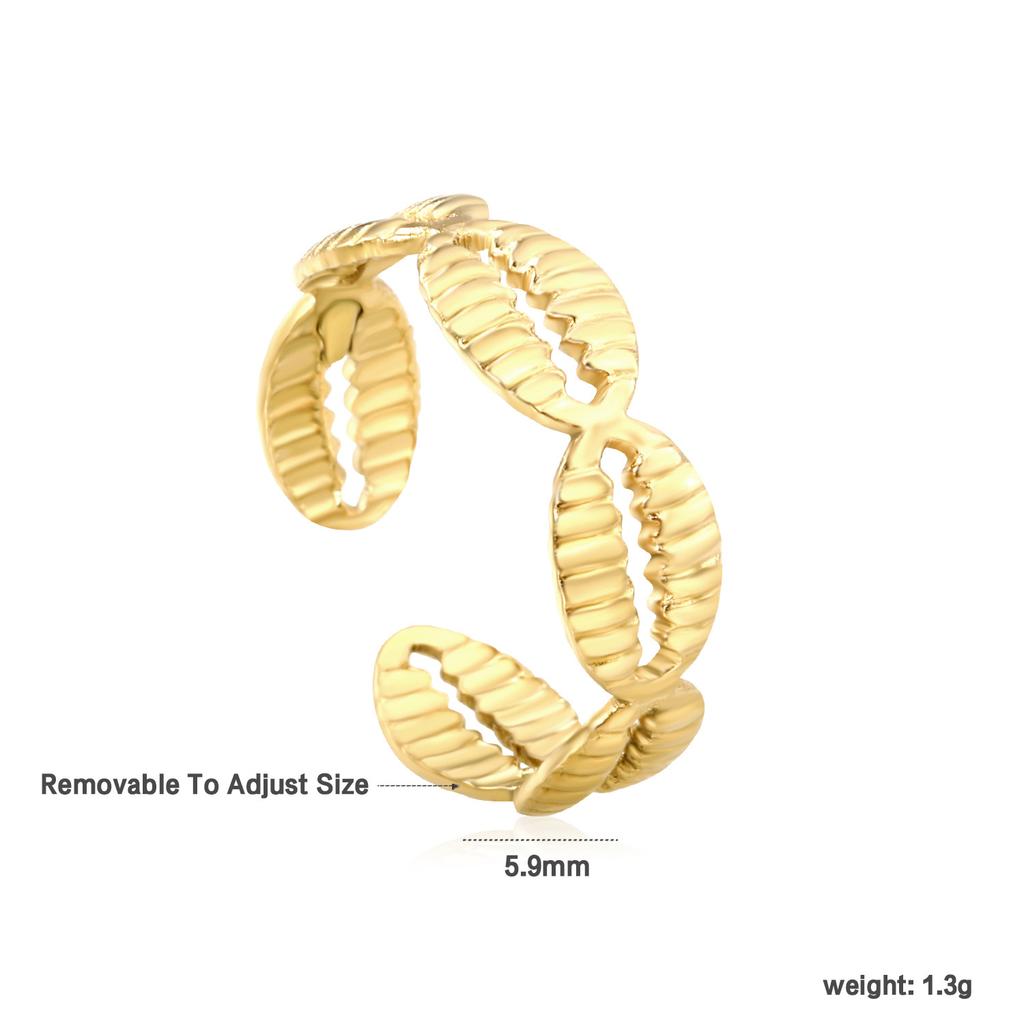 Fashion Hollow Geometric Adjustable Open Ring High-End Gold Tone Ring