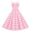 Movie Barbie Skirt Digital Printing Pink Checked Dress