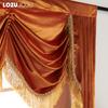 1PC LOZUJOJU  Luxury Golden-Yellow Tassel Trim Waterfall Valance Velvet Texture Curtain For Kitchen Window Home Decor
