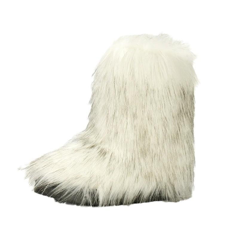 International Station Winter New Boots Faux Plush Plush Medium Tube Imitation Fox Hair Snow Boots