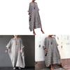 Vintage Linen Cotton Striped Long Dress With Loose Fit For Casual Women