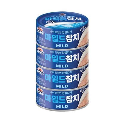 Sajo Tuna Mild Light Korean Canned Tuna 100g X 4 Packs