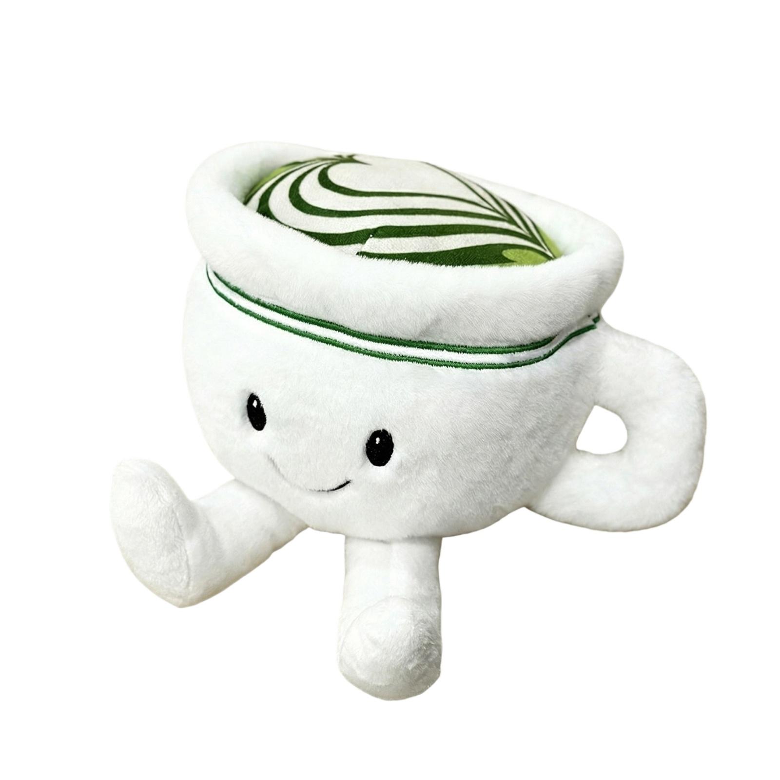 

Plush Toy Stuffed Animal Soft Fabric Cute Cup Shape Character with Smiling Face and Legs for Kids and Collectors белый