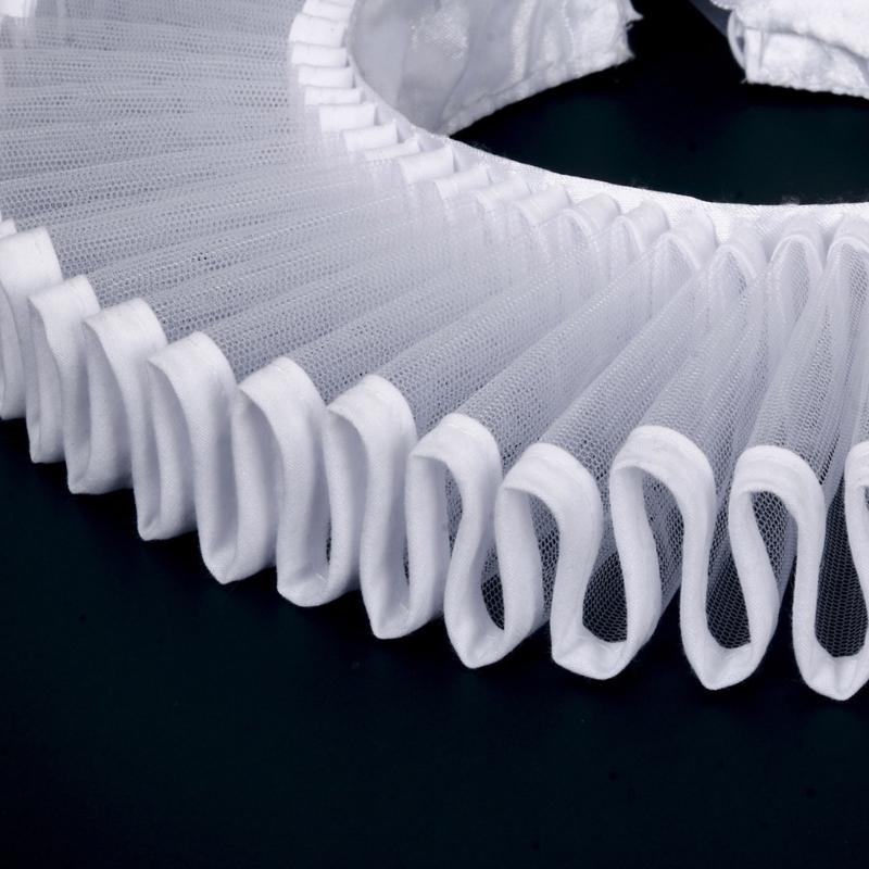 Kinder Elisabethanische Weiße Netz Halskrause Clown Cosplay Kostüm Verstellbarer Rüschen Falschkragen für Partys Festliche Veranstaltung