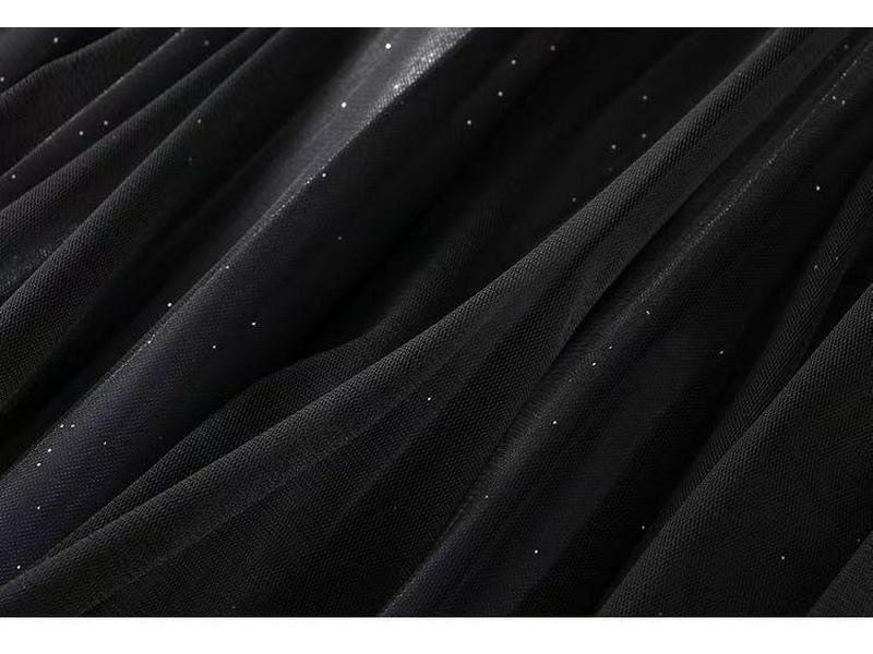 Women's Starry Sky Pleated Mesh Skirt - Stylish Autumn/Winter 2025