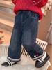 Girls' 2025 Winter Velvet-Lined Korean-Style Jeans: Warm, Stylish, and Thickened Trousers for Baby Girls.