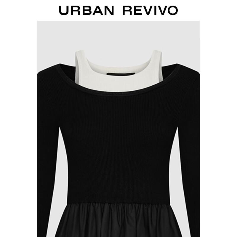 UR 2025 Autumn Flowing Philosophy Textured Knit Dress