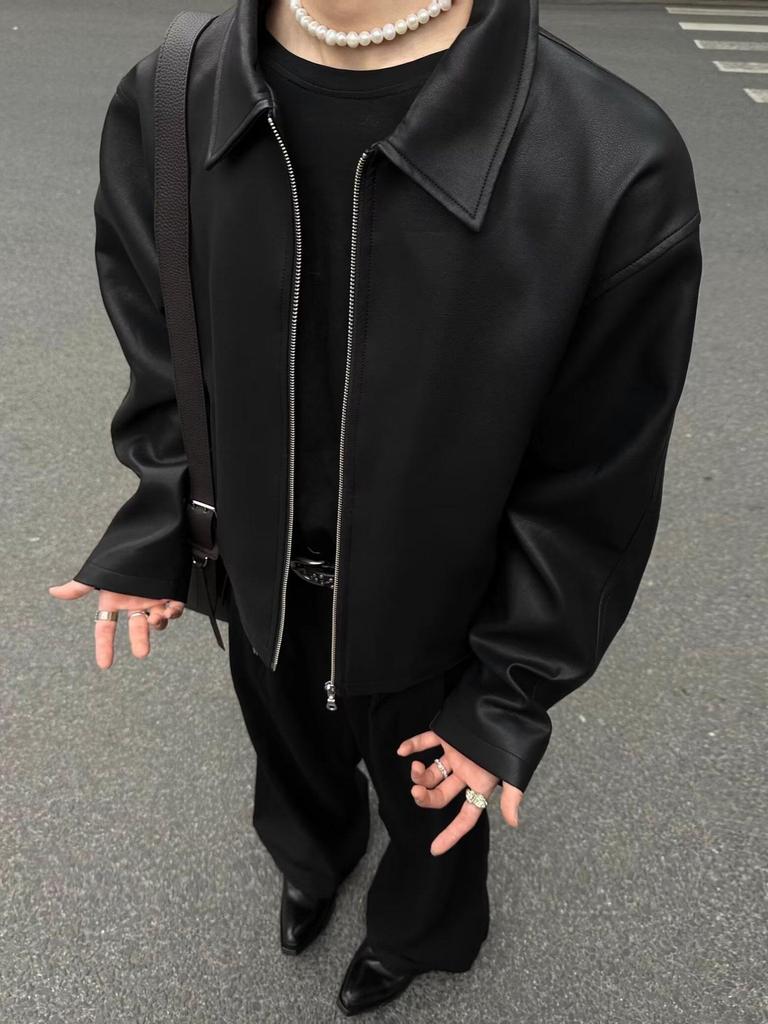 Men's American Style Loose Fit PU Leather Jacket - Autumn/Winter 2025 Edition