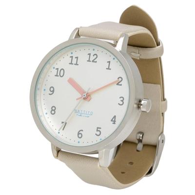 Fieldwork Women's Analog Watch with Leather Strap, Matte Shine, Colorful Hour and Minute Hands, White, Azure JN015-1