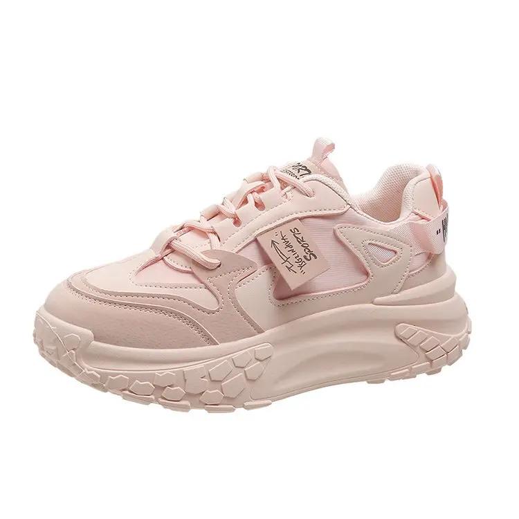 Fashion 2024 Autumn New Father Shoes Thick Soles Match Color Sports Casual Women's New Fashion Women's Shoes