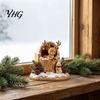 Vintage Home Accents Fairy Tale Little Boy and Fox Wooden Figurine, Rustic Desktop Statue, Artistic Carved Christmas Gift Ideas Sculpture Ornament for