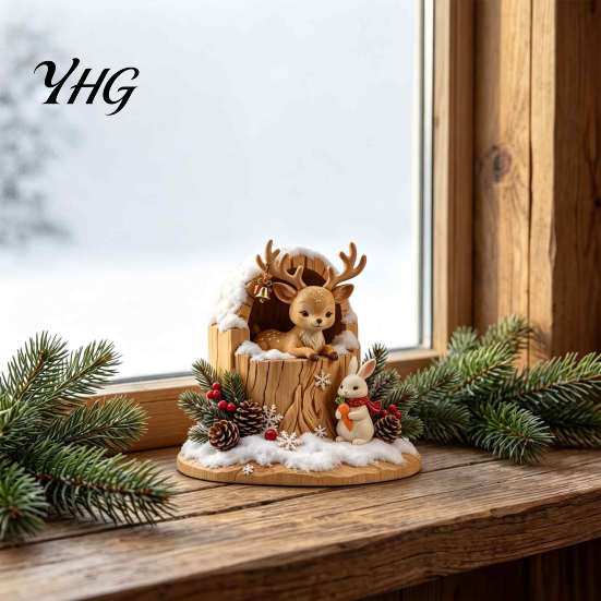Vintage Home Accents Fairy Tale Little Boy and Fox Wooden Figurine, Rustic Desktop Statue, Artistic Carved Christmas Gift Ideas Sculpture Ornament for