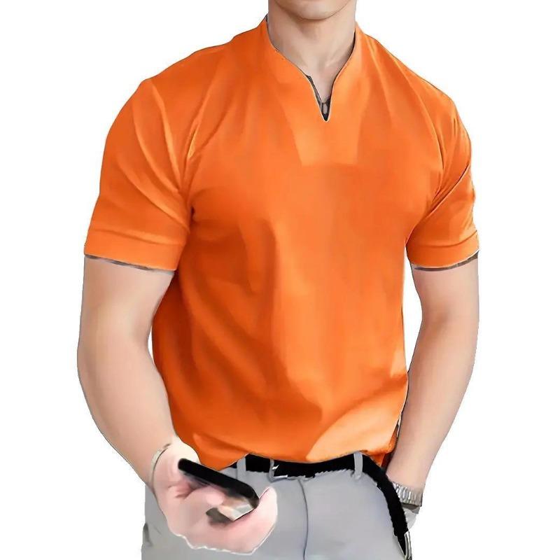 Koszulka męska fitness z bawełny z dekoltem w serek na lato 2023