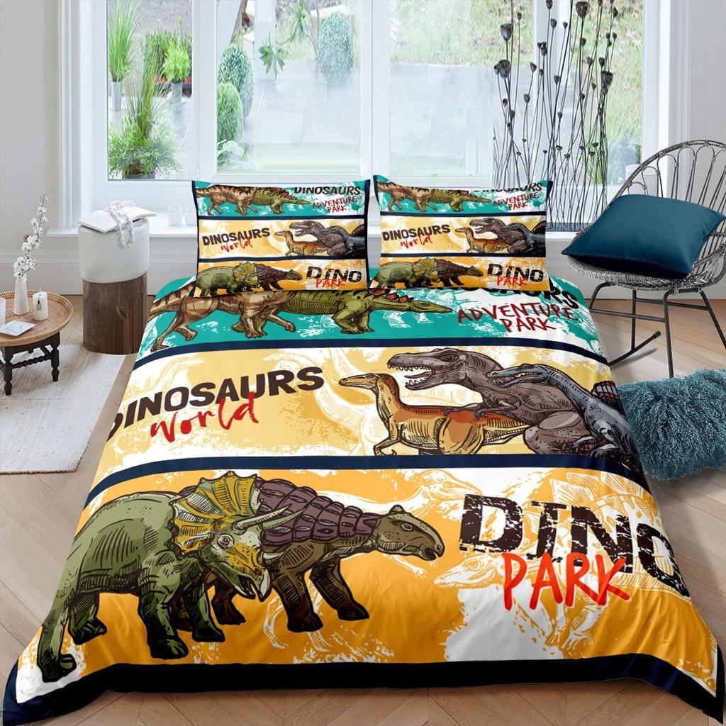 Dinosaur Duvet Cover Set Cartoon Cute Duvet Cover Boy Bedding Set Dino Comforter Cover Set Soft Dinosaur Animal Teen Bedroom Set