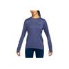 Nike Logo Print Quick-Dry Vintage Long-Sleeve T-Shirt Women Tops Phantom-Blue DX0309-491