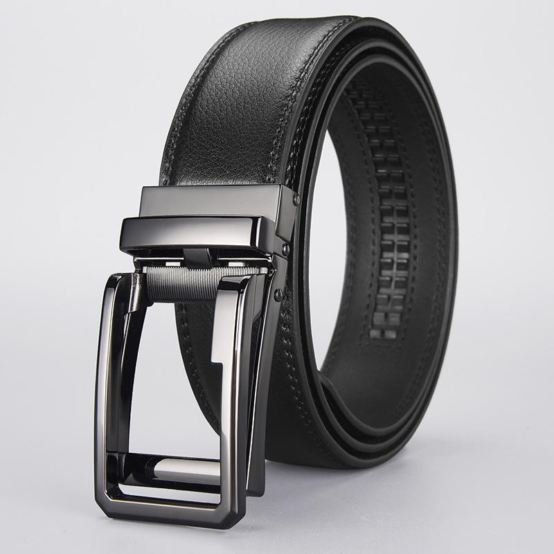 Men'S Premium Leather Belt Automatic Buckle Business Alloy Men'S Belt