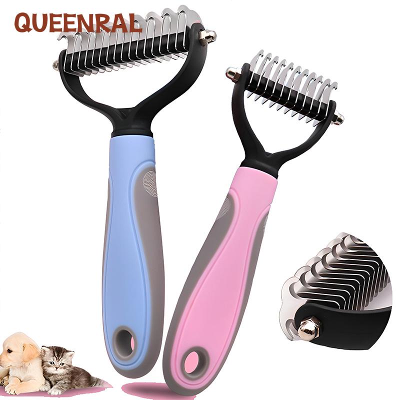 

Queenral Pet Hair Remover Собака Расческа Кошка Щетка Дематтинг Удаление волос Расческа для собак Профессиональный инструмент для ухода за домашними животными Для домашних животных Длинные вьющиеся волосы