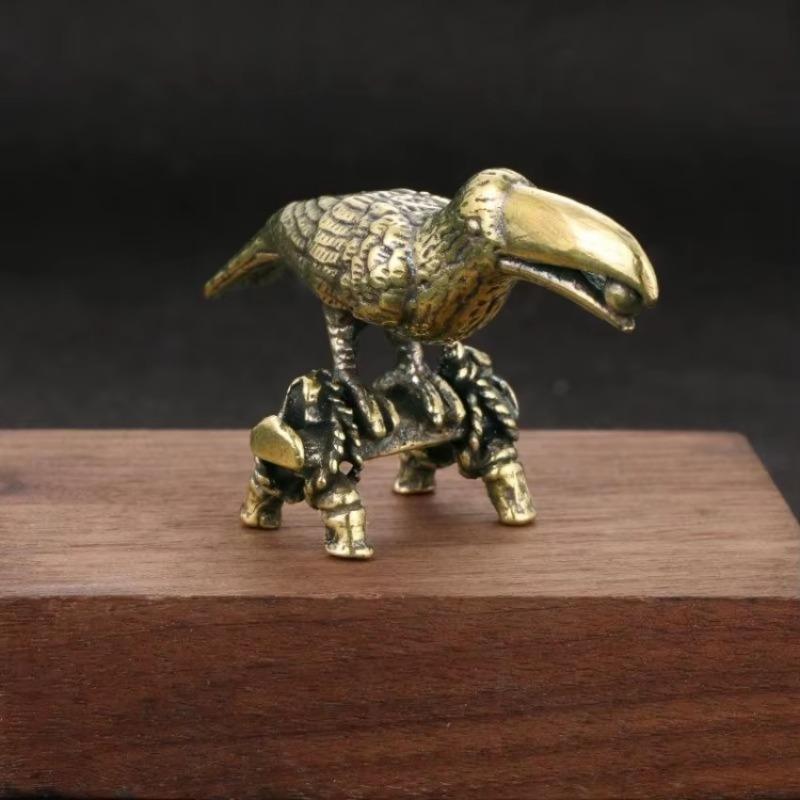 Heimdekoration Handwerk Sammlungen Retro Messing Papagei Kleine Statue Schreibtisch Ornament Simulation Vogel Tierfiguren Räucherstäbchenhalter