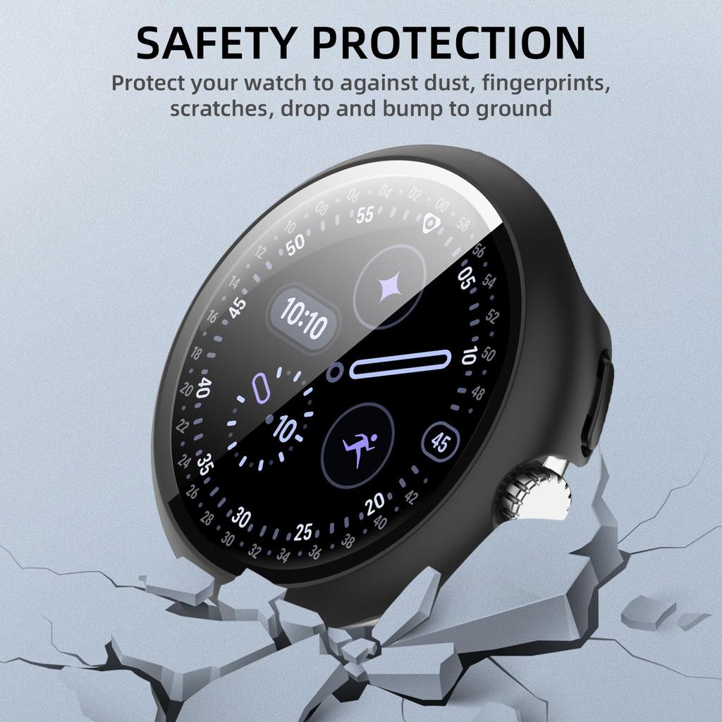 Sklo+Kryt Pro Google Pixel Watch 4 45mm 41mm PC Pouzdro Všestranný Nárazník Tvrzené Ochranné Sklo proti Poškrábání pro Pixel watch4