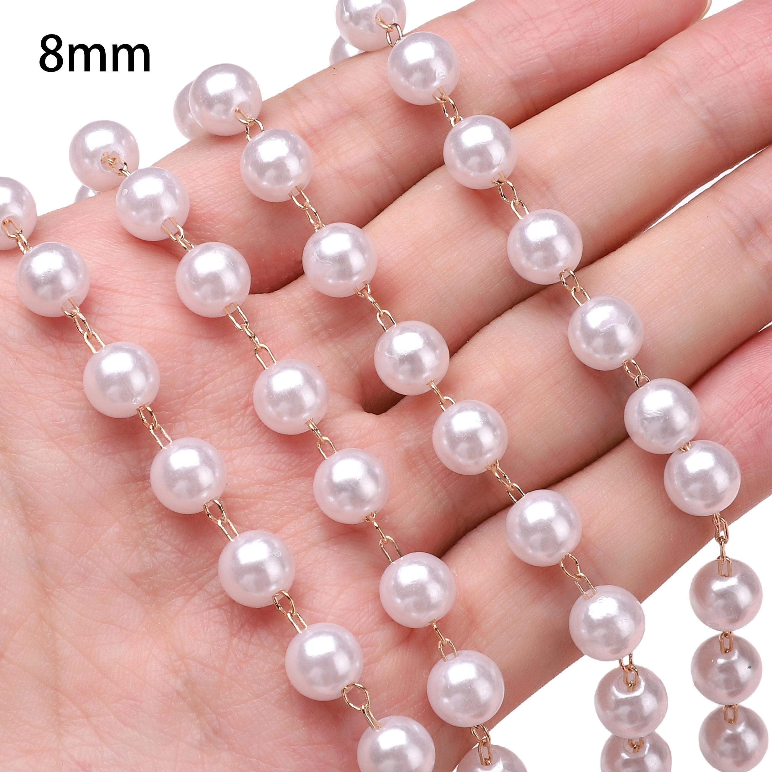 

50 см ABS круглые искусственные жемчужные бусины цепочка для самостоятельного изготовления ювелирных изделий аксессуары для украшения дома 8mm золотой