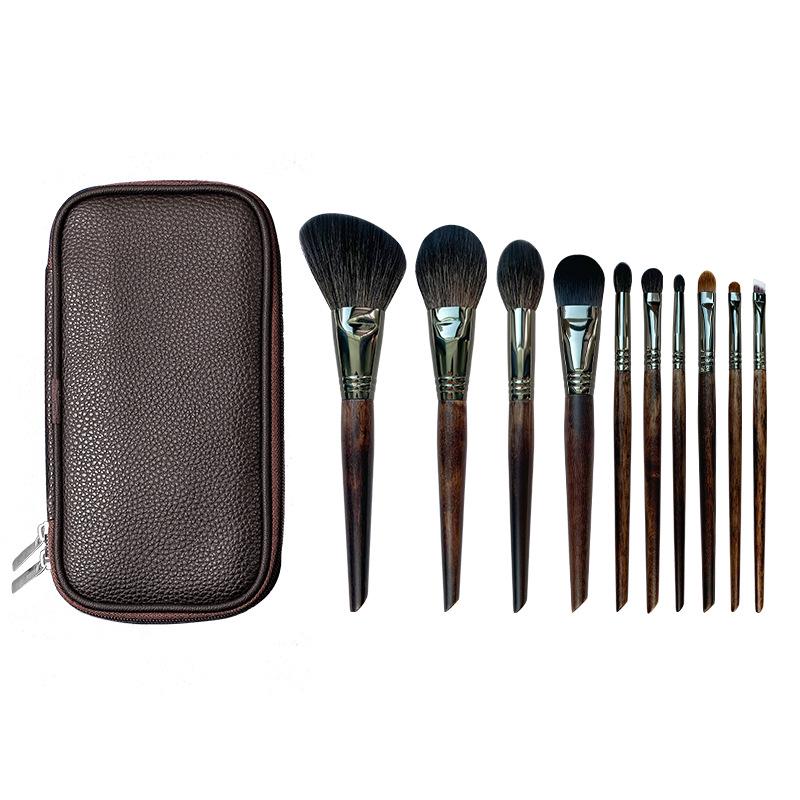 Animal Hair Makeup Brush Set: Contour, Blush, Highlight, Eyeshadow, and Blending Brushes