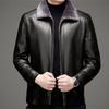 Jaqueta de Couro de Inverno Jaqueta de Couro Masculina Forro de Lã Espessada Casual Solta Meia-idade e Idosa
