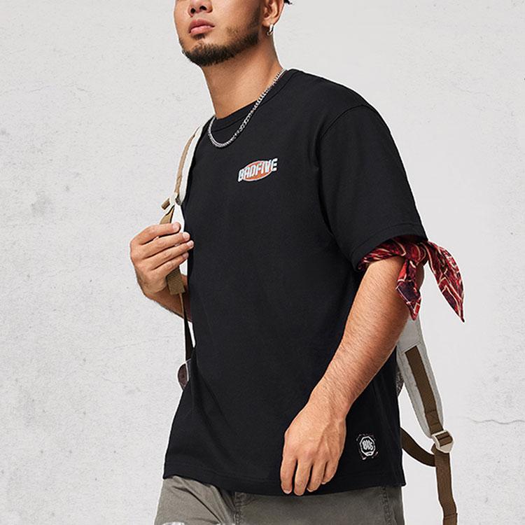 Li Ning Badfive Basketball Series Letter Print Loose Round Neck Short Sleeve T-Shirt Men Tops Black AHSU149-2