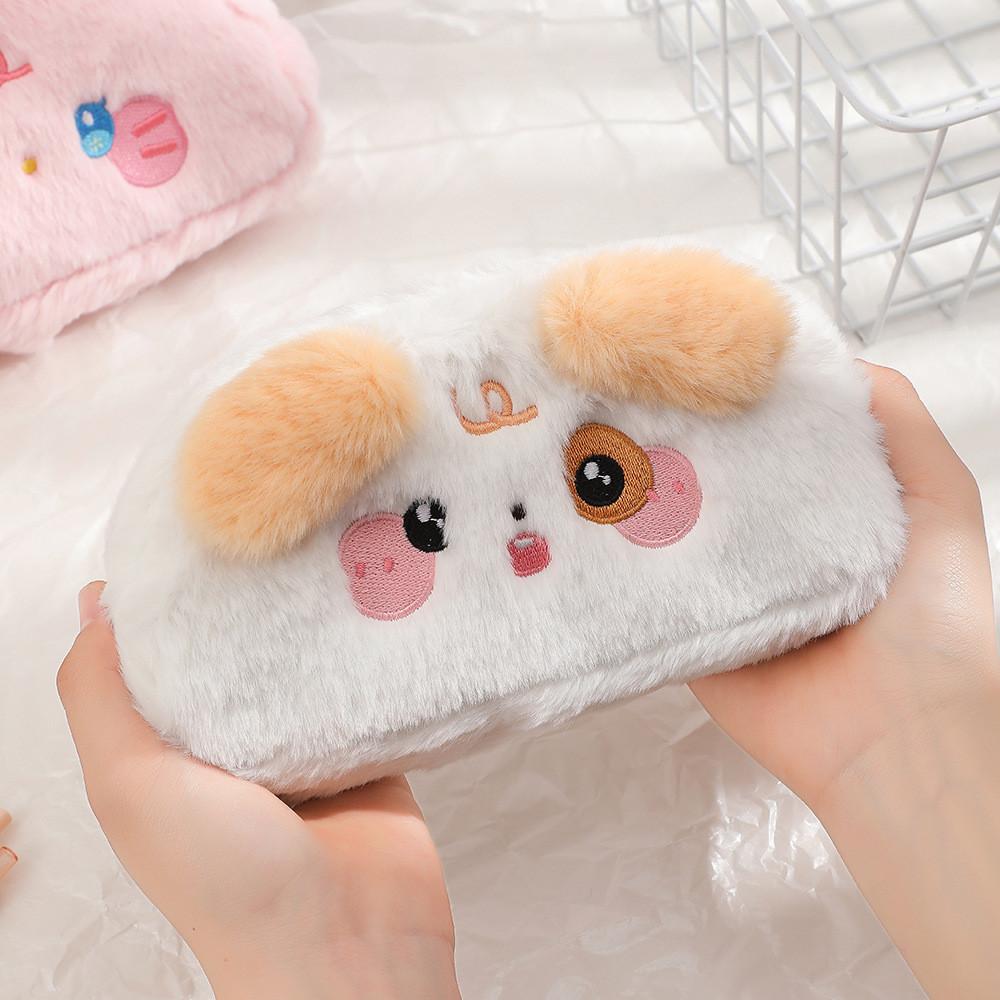 Cute And Functional Plush Cube Storage Bag For Girls Student Stationery Organizer Multi-purpose