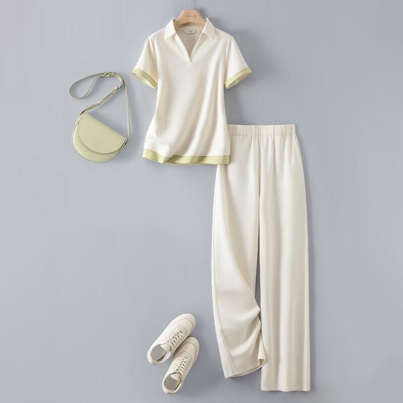 IHIMI Minimalist Relaxed Polo T-shirt & Pants Set S