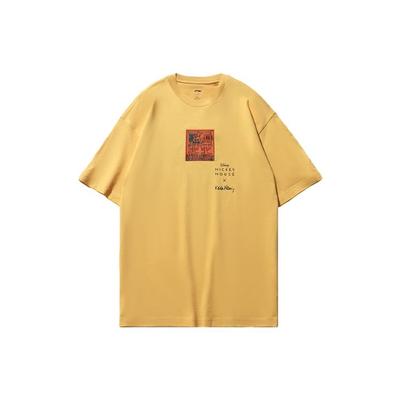 X Disney Joint Keith Haring Mickey Print Locker Rundhals Kurzarm T-Shirt Herren Tops Hellockergelb AHSR503-4