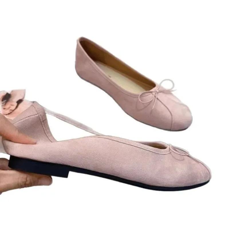 French Butterfly Knot Flat Shoes Soft Bottom Ballet Style Women's Casual Spring Summer New Korean Version Commuting Slip-On Shoe