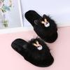 Fashion Cute Cartoon Animal Fur Slippers Women Open Toe Lightweight Plush Slippers Woman Winter Indoor Faux Fur Cotton Slides Ladies