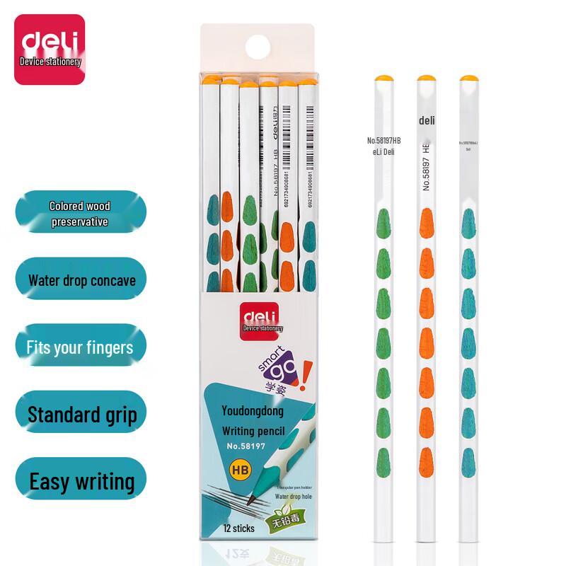 Deli Ergonomic HB Wood Pencils (12-Pack)