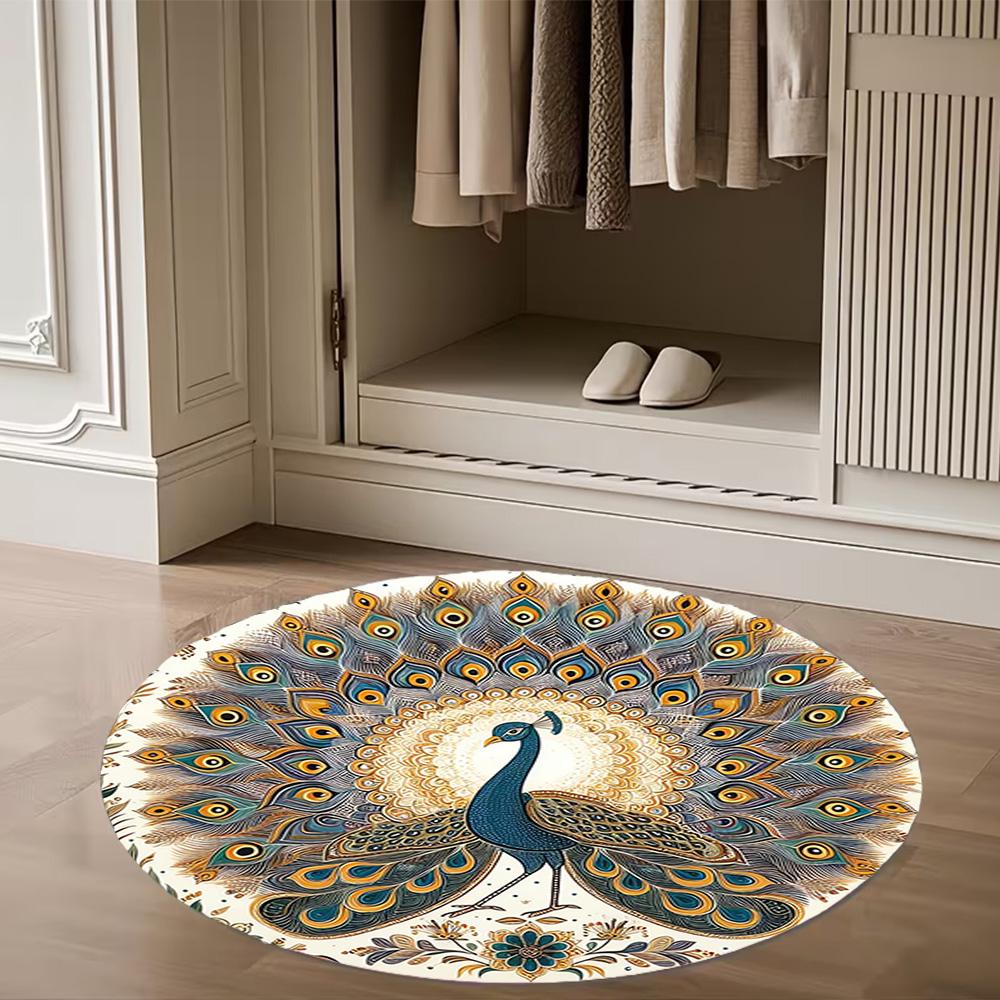 1pc Home Carpet Peacock Design Non-slip Rug for Office Decor and Living Room Gift Ideas