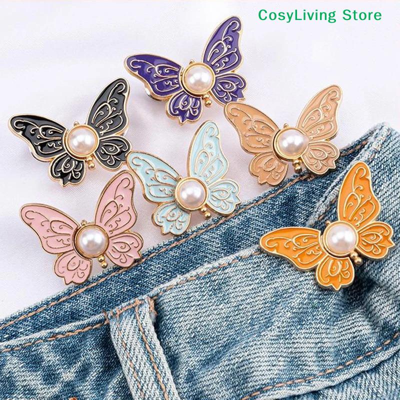 1Pc Butterfly Waist Button Jean Button Pin Reusable Clothing Fitting Tools For No Sewing Required Buttons Pants Decoration