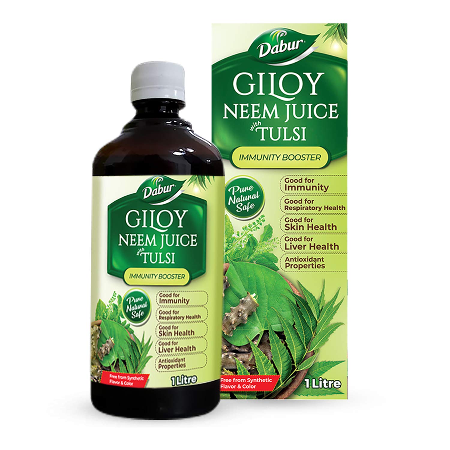 

Dabur Giloy Neem Tulsi Juice 1 Ltr Natural Ayurvedic Drink For Daily Immunity Support, Skin Health And Liver Wellness