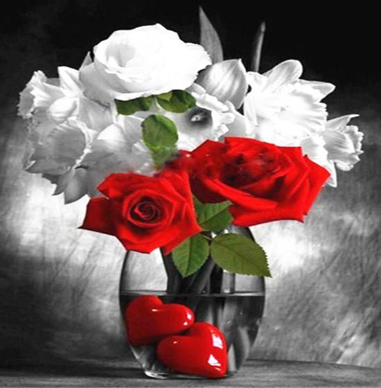 

RUOPOTY за номерами. Троянда, малюнок на полотні. Фарба за номерами. Чорно-червоне серце. Розписані вручну стіни. 40x50cm NO Frame