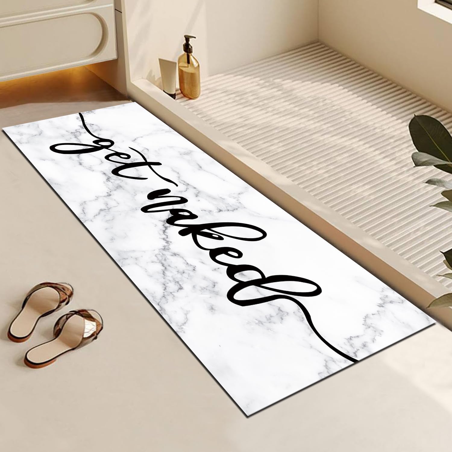 

Черно-белый Get Naked Ванна Противоскользящий коврик для пола Подушка для ног Домашний декор Прихожая Балкон Коврики для ванной Комнатный коврик для душа 40x60cm 16x24inch мраморный