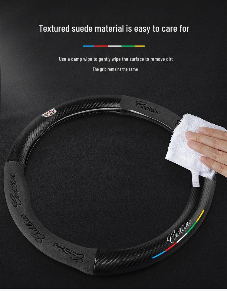 Cadillac Steering Wheel Cover for SRX/CT5/XTS/ATSL/XT5/XT6 - Alcantara & Carbon Fiber