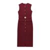 Spring New Women's Clothing Breasted Decoration with Belt Crepe Sleeveless round Neck Midi Skirt Dress 3897054