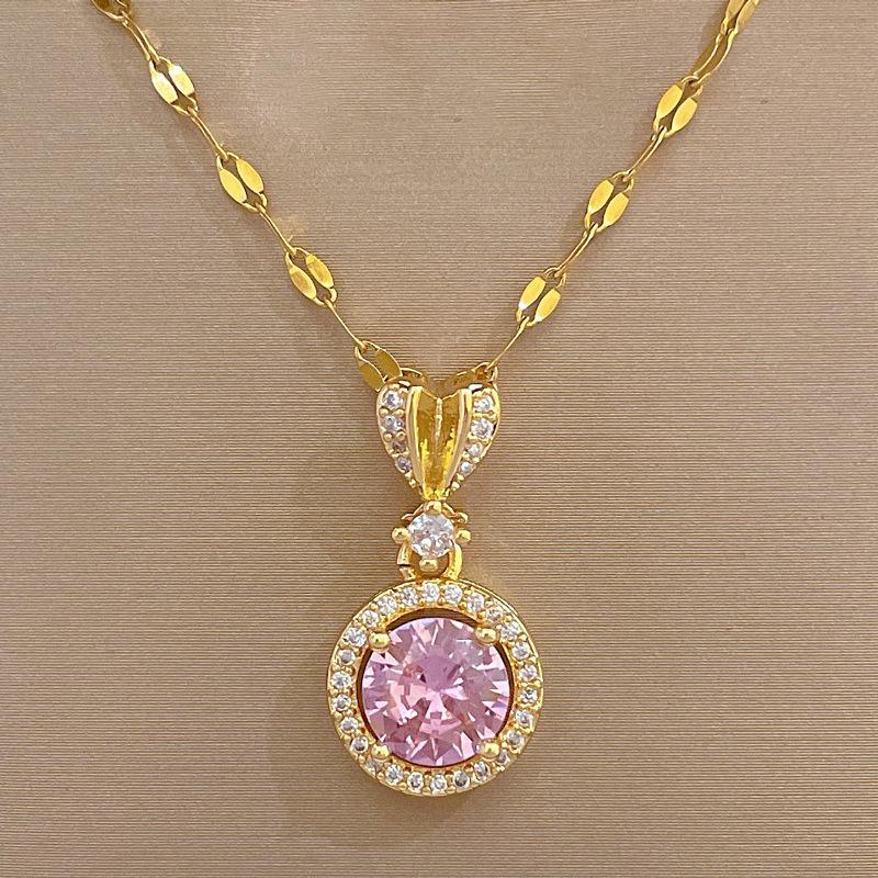 Love Round Necklace Earrings Set Light Luxury Slightly Inlaid Personalized Temperament Banquet Earrings Item Combination